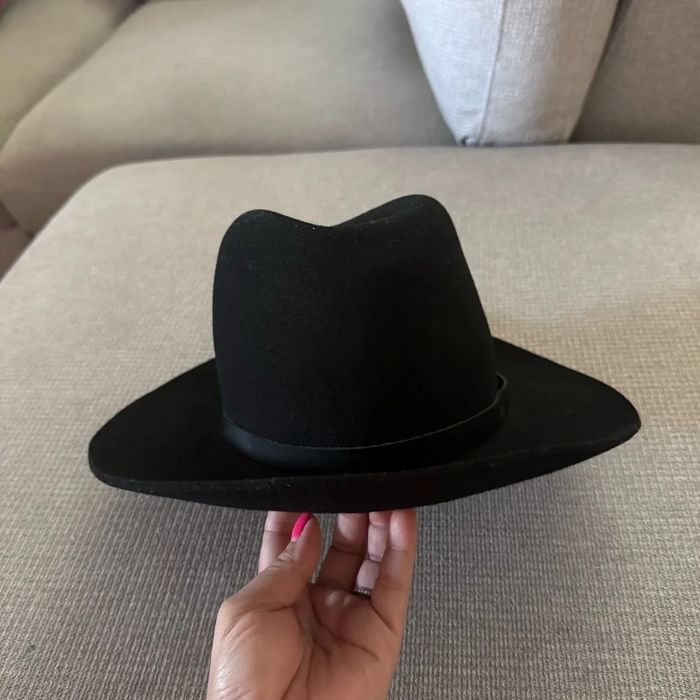 rag & bone Sleek Black Fedora wool hat size small